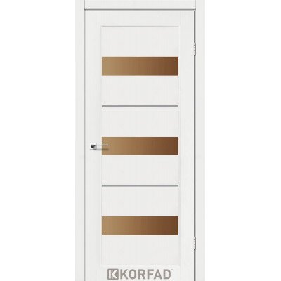 Межкомнотные двери Корфад Коллекция PORTO DELUXE Модель PD-12 (Ясень белый) с бронзовым стеклом