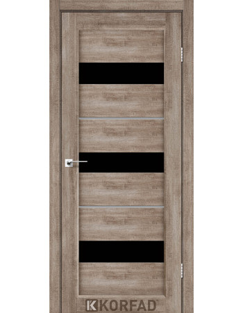 Межкомнотные двери Корфад Коллекция PORTO DELUXE Модель PD-12 (Эш-вайт) с чёрным стеклом