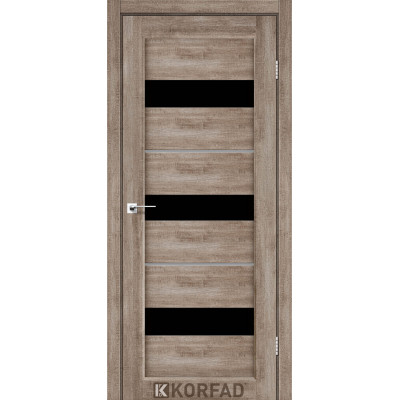 Межкомнотные двери Корфад Коллекция PORTO DELUXE Модель PD-12 (Эш-вайт) с чёрным стеклом