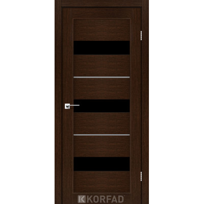 Межкомнотные двери Корфад Коллекция PORTO DELUXE Модель PD-12 (Венге) с чёрным стеклом