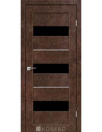 Межкомнотные двери Корфад Коллекция PORTO DELUXE Модель PD-12 (Арт бетон) с чёрным стеклом