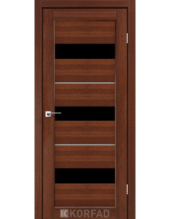 Межкомнотные двери Корфад Коллекция PORTO DELUXE Модель PD-12 (Орех) с чёрным стеклом