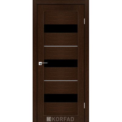 Міжкімнатні Двері Корфад Колекція PORTO DELUXE Модель PD-12 (Венге) з чорним склом