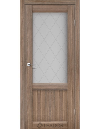 Міжкімнатні двері Leador модель Laura LR-01 колір Сіре дерево NEW (зі склом сатин білий + L1)