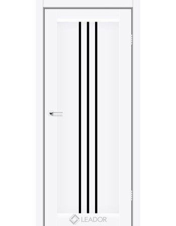 Міжкімнатні двері Leador модель Verona Білий матовий з чорним склом