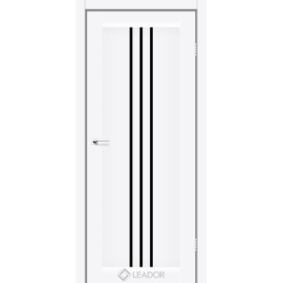 Міжкімнатні двері Leador модель Verona Білий матовий з чорним склом