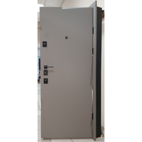 Входные двери Магда 300-337 Тип-13 Темный хаки/Супер мат белый (черная фурнитура)