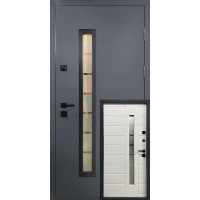 Вхідні двері Магда 814/148 Тип-15, склопакет RAL 7024 Сірий/біле дерево