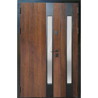 Полуторні вхідні двері Magda Тип 16 (вуличні) модель 719.01/148 Дуб бронзовий / Емаль біла зі склопакетом