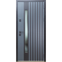 Вхідні двері Магда Тип 16 модель 720.1 метал Графіт темний/МДФ Венге парма + скло №00 + поріг нержавіючий