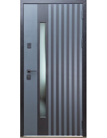 Вхідні двері Магда Тип 16 модель 720.1 метал Графіт темний/МДФ Венге парма + скло №00 + поріг нержавіючий