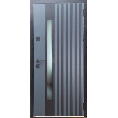 Вхідні двері Магда Тип 16 модель 720.1 метал Графіт темний/МДФ Венге парма + скло №00 + поріг нержавіючий