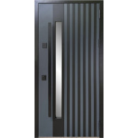 Двері МAGDA (Магда) ТИП-16 модель 720.1 метал Графіт темний/МДФ Венге парма, тягнуча ручка + скло №00 + поріг нержавіючий