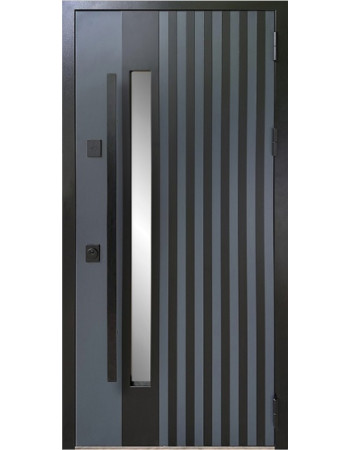Двері МAGDA (Магда) ТИП-16 модель 720.1 метал Графіт темний/МДФ Венге парма, тягнуча ручка + скло №00 + поріг нержавіючий
