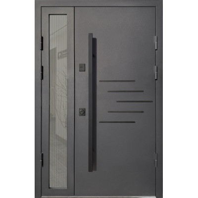 Входные полуторные двери Magda Тип Тип 4.0.1 модель 834.1/154 Терморазрыв Цвет внешний Черный (Т183)/Цвет внутренний Норд антискрейч