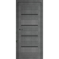 Міжкімнатні двері MSDoors модель MONTANA (Монтана) Сільвер з чорним склом