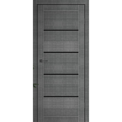 Міжкімнатні двері MSDoors модель MONTANA (Монтана) Сільвер з чорним склом