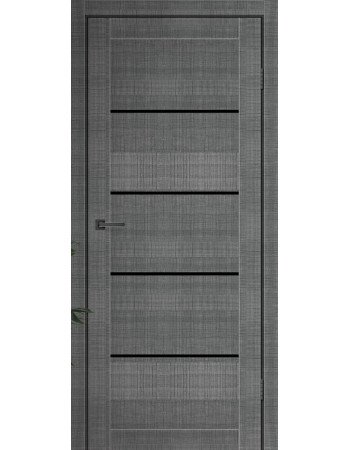 Міжкімнатні двері MSDoors модель MONTANA (Монтана) Сільвер з чорним склом