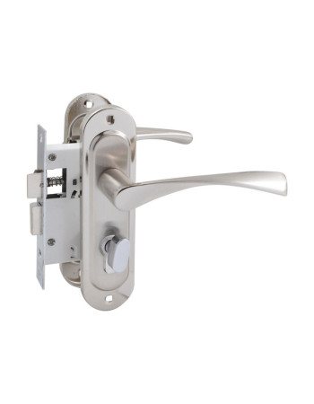 Ручка на планке Bravo никель 50мм/мат никель+замок 1250/40 никель англ. 68мм 3кл