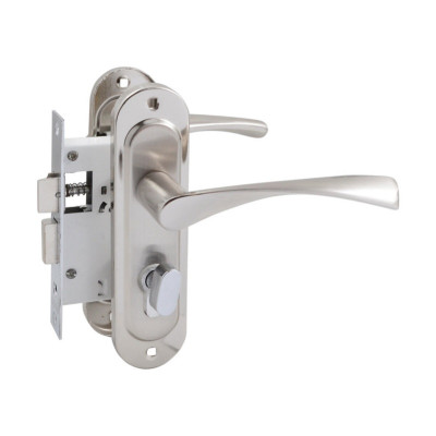 Ручка на планке Bravo никель 50мм/мат никель+замок 1250/40 никель англ. 68мм 3кл