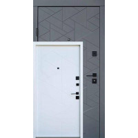 Вхідні двері QDOORS серія Ультра модель Фрост грифель структури софт / біле дерево