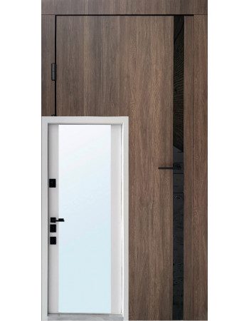 Двері QDOORS серія Авангард модель Галант-Ак дуб тютюн/біла емаль + дзеркало