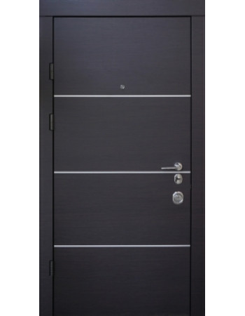 Вхідні двері QDOORS серія АВАНГАРД модель Горизнталь-AL Венге темний горизонт/Венге темний горизонт