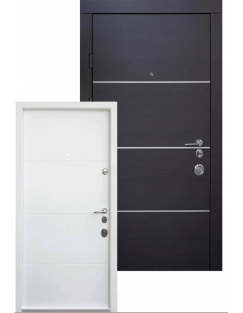 Вхідні двері QDOORS серія АВАНГАРД модель Горизонталь-AL Венге темний/біле дерево