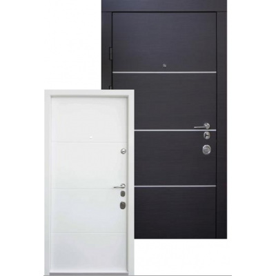 Вхідні двері QDOORS серія АВАНГАРД модель Горизонталь-AL Венге темний/біле дерево