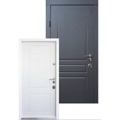 Вхідні двері QDOORS серія АВАНГАРД модель Тріно Дуб графіт/Білий супермат