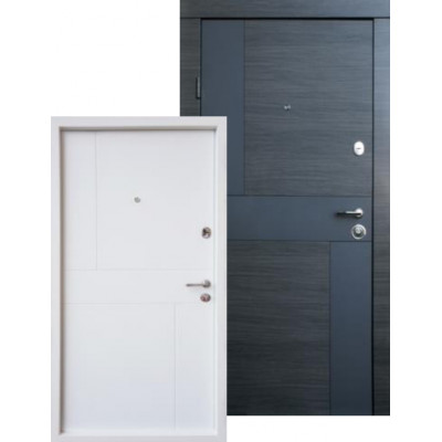 Двері Qdoors (Преміум) - Стиль_М білий короб Венге сірий горизонт АРТ / Біле дерево