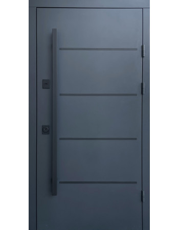 Двері Qdoors Стріт 3K модель Горизонталь вулиця, метал Антрацит 7021 фарба+декор молдинг/МДФ біла шагрень
