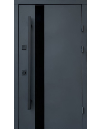 Двері Qdoors Стріт 3K модель Елегант вулиця, метал Антрацит 7021 фарба+декор лакобель/МДФ біла шагрень