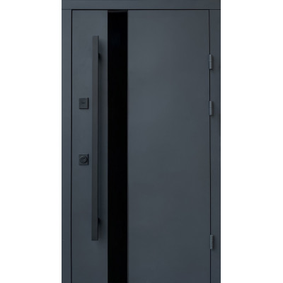 Двері Qdoors Стріт 3K модель Елегант вулиця, метал Антрацит 7021 фарба+декор лакобель/МДФ біла шагрень