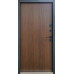 Вхідні двері Qdoors серія Стріт модель Бонд (Вулиця) Графіт пісок фарба (профнастіл) / Темне дерево декор/гладь дуб темний