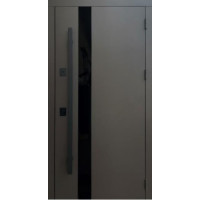 Вхідні двері Qdoors Стріт 3K Елегант метал пісок RAL 8019 фарба декор лакобель/МДФ дуб темний (вулиця)