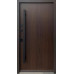 Входные двери Qdoors Стрит 3K Элегант металл песок RAL 8019 краска декор лакобель/МДФ дуб темный (улица)