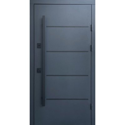 Двери Qdoors Стрит 3K модель Горизонталь улица, металл Антрацит 7021 краска+декор молдинг/МДФ белая шагрень