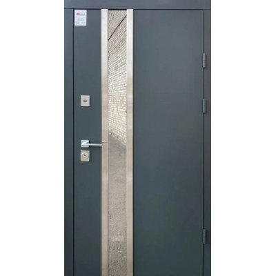 Двери Qdoors Стрит Норд металл Антрацит 7021 вставка сатин / МДФ белое дерево (Улица)