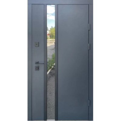 Двери Qdoors Стрит Норд металл Антрацит 7021 вставка черная / МДФ белое дерево (Улица)