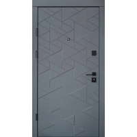 Входная дверь QDOORS серия Ультра модель Фрост грифель структуры софт/белое дерево