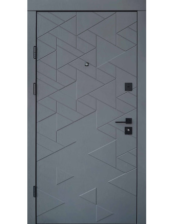 Входная дверь QDOORS серия Ультра модель Фрост грифель структуры софт/белое дерево