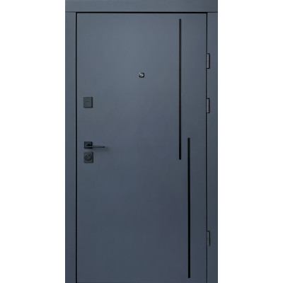 Входные двери QDOORS Ультра Крос-Ак (антрацит/белая шагрень+черные молдинги)