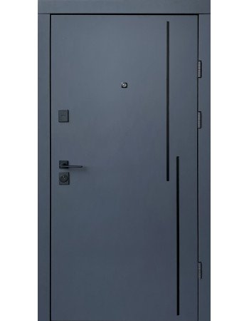 Входные двери QDOORS Ультра Крос-Ак (антрацит/белая шагрень+черные молдинги)