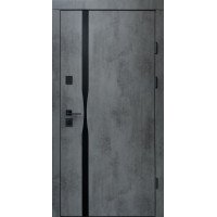 Входные двери QDOORS Ультра модель Лаунж-Ак (оксид темный/серый шифер+зеркало)