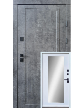Вхідні двері QDOORS серія Ультра модель Міроу (мармур темний/біла емаль+дзеркало)