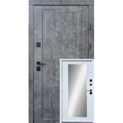 Вхідні двері QDOORS серія Ультра модель Міроу (мармур темний/біла емаль+дзеркало)