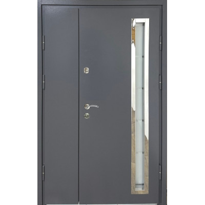 Двери серии Премиум Металл/МДФ 1200 полуторные стеклопакет терморазрыв Серый RAL 7024/ Антрацит