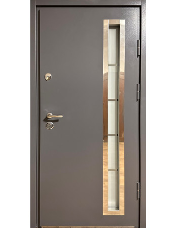 Двері Люкс Метал/МДФ Сірий RAL 7024/Антрацит серії Преміум склопакет + терморозрив