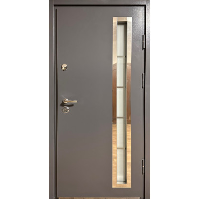 Двері Люкс Метал/МДФ Сірий RAL 7024/Антрацит серії Преміум склопакет + терморозрив